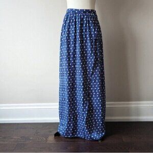 Dynamite blue and white polka dot maxi skirt with wrap slit